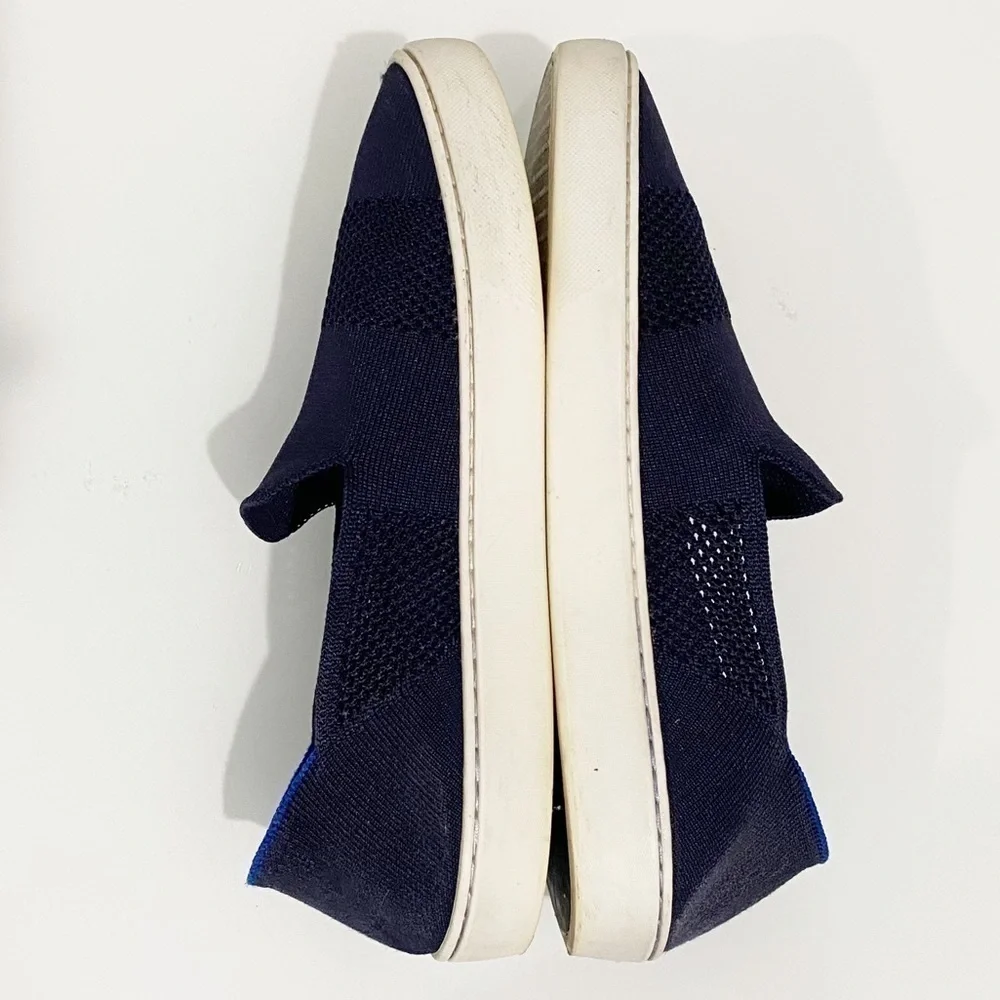 ROTHY’S Maritime Lattice Stitch Sneaker Slip On Navy Blue Comfort Size 10